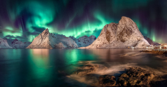 природа, Норвегия, северное сияние, Nordland, Reine, Lofote, пейзаж