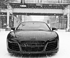 Audi r8 черный, car, зима, снег